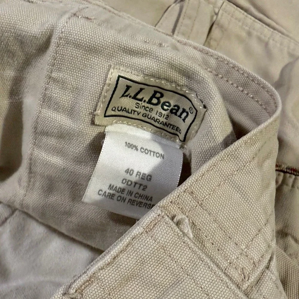 VTG LL Bean Mens Cargo Shorts 40 Regular Beige‎ Outdoor Utility Cavas Workwear